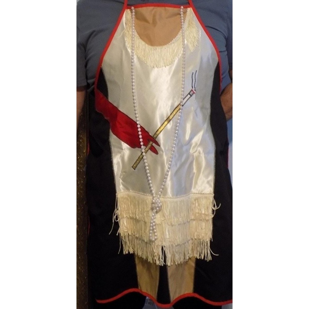 Flapper Dress Cocktail Apron w/ Pearls & Cigarette Gloved Hand Costume Vtg 60's